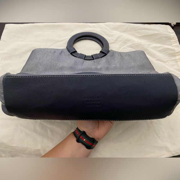 Authentic Vintage Hunting World Leather & Denim Tote/Handbag - Picture 4 of 15